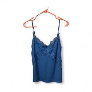 Lush Navy Blue Cami with Lace Detail